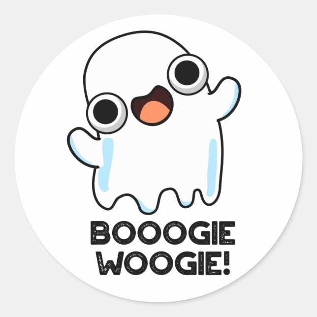 Booogie Woogie Funny Music Ghost Pun  Classic Round Sticker (Front)