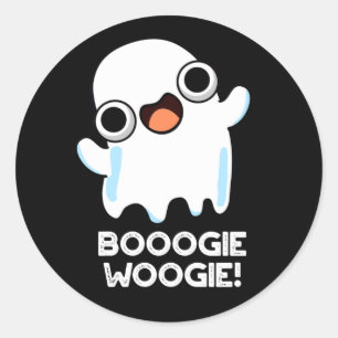 Booogie Woogie Funny Music Ghost Pun Dark BG Classic Round Sticker