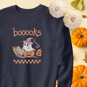 Boooks Funny Halloween Book Boo Ghost Teacher Sweatshirt
