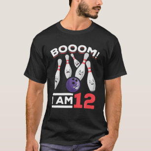 Booom! I Am 12 Birthday Bowling Player Bowling Boy T-Shirt
