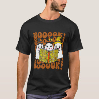 Booooks Cute Ghost Boo Reading Books Halloween Lib T-Shirt