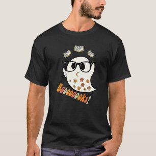Booooks Cute Ghost Reading Library Books Halloween T-Shirt