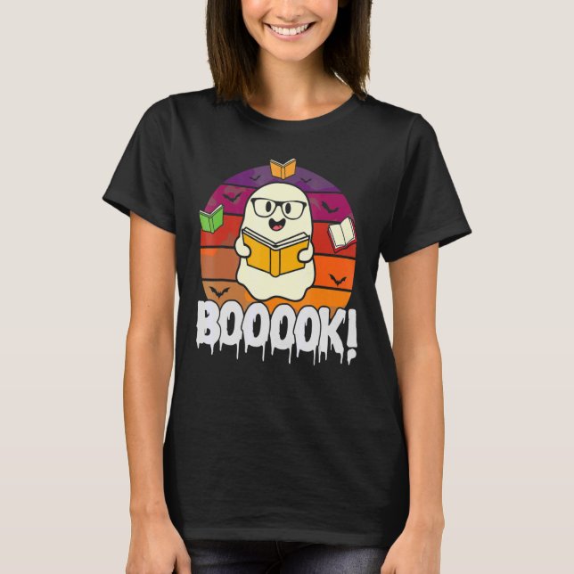 Booooks Ghost Boo Read Books Library Book T-Shirt (Front)