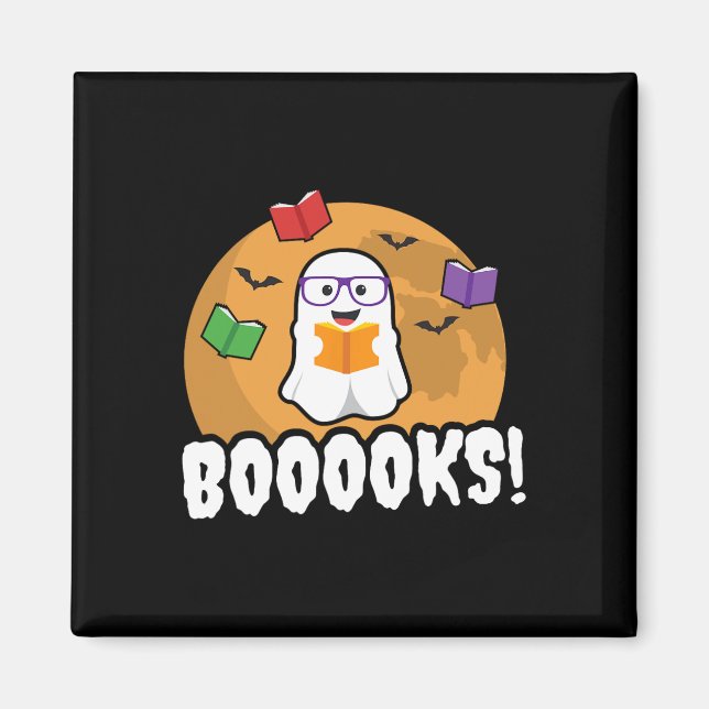 Booooks Ghost Boo Read Books Library Gift Fun  Magnet (Front)