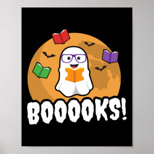 Booooks Ghost Boo Read Books Library Gift Fun Poster