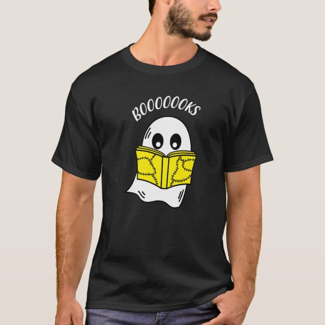 Booooks Ghost Boo Read Books Library T-Shirt (Front)