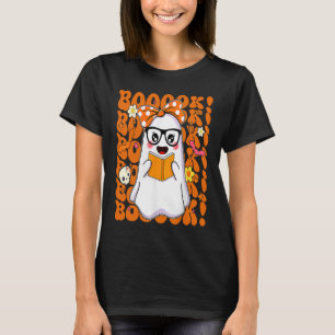 Booooks Ghost Boo Read Books Library Teacher Hallo T-Shirt