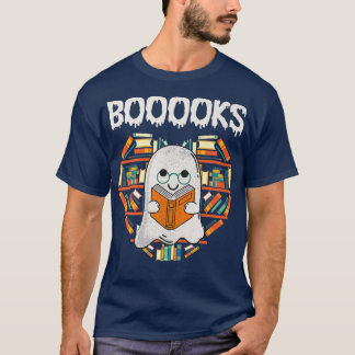 Booooks Ghost Funny Halloween Boo Ghost Reading Bo T-Shirt