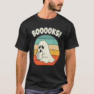 Booooks Ghost Halloween Vintage Teacher Book Libra T-Shirt