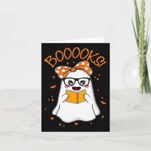 Booooks Ghost Halloween Women Teacher Book Library Card