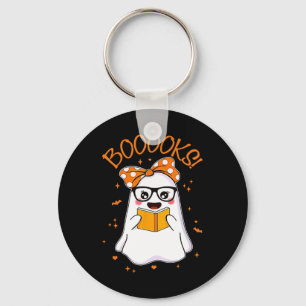 Booooks Ghost Halloween Women Teacher Book Library Keychain