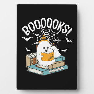 Booooks Ghost Read Books Halloween Funny Reading Plaque