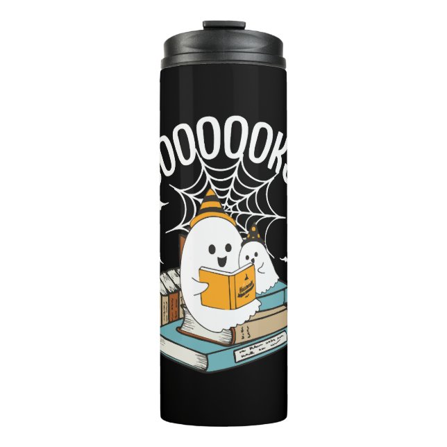 Booooks Ghost Read Books Halloween Funny Reading Thermal Tumbler (Front)