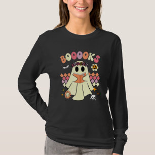 Booooks Groovy Cute Ghost Book Retro Reading Hallo T-Shirt