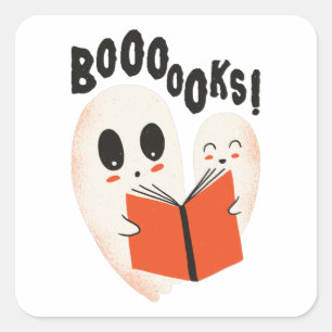 Booooks Halloween Ghosts Book Square Sticker