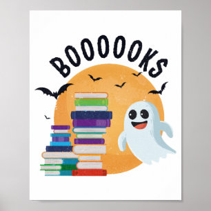 Boooooks Halloween, Booooks Cute Halloween Poster