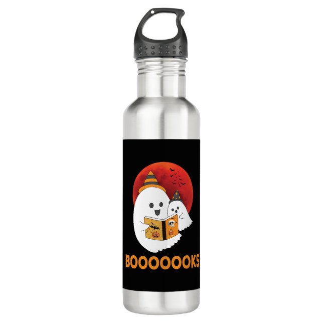 Booooooks Boo Read Books Halloween 710 Ml Water Bottle (Front)