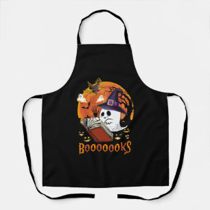 Booooooks Boo Reading Books Halloween  Apron