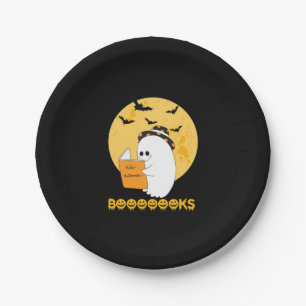 Booooooks Shirt Boo Read Books Halloween  Paper Plate