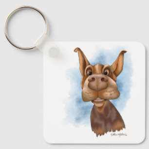 Boop the Snoot Doberman Cartoon Keychain