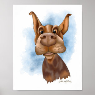 Boop the Snoot Doberman Cartoon Poster
