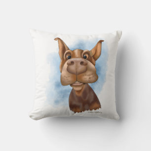 Boop the Snoot Doberman Cartoon Throw Pillow