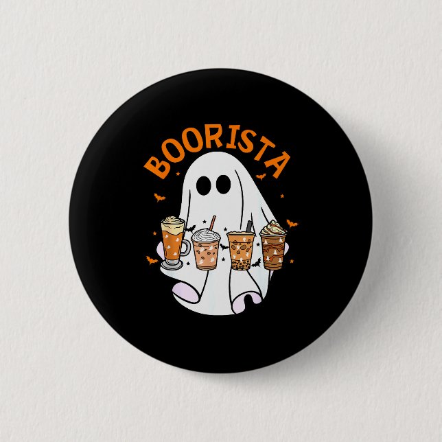 Boorista Barista Ghost Coffee Halloween Soky Seaso 2 Inch Round Button (Front)