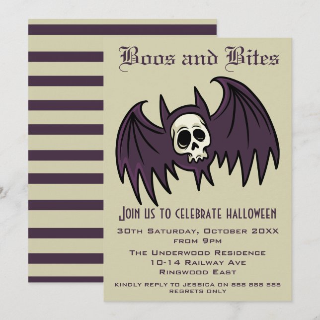 BOOS AND BITES HALLOWEEN INVITATION (Front/Back)