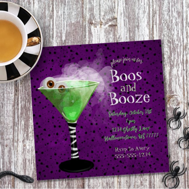Boos and Booze Adult Halloween Cocktail Party Invitation (Creator Uploaded)