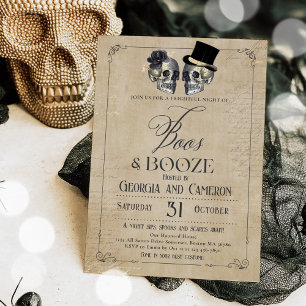 Boos And Booze Adult Halloween Gothic Party Invitation