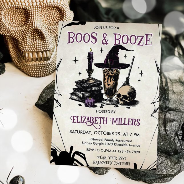 Boos And Booze Adult Halloween Party Invitation (Creator Uploaded)