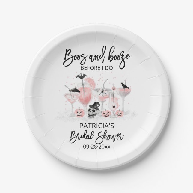 Boos And Booze Before I Do Bridal Shower  Paper Plate (Front)