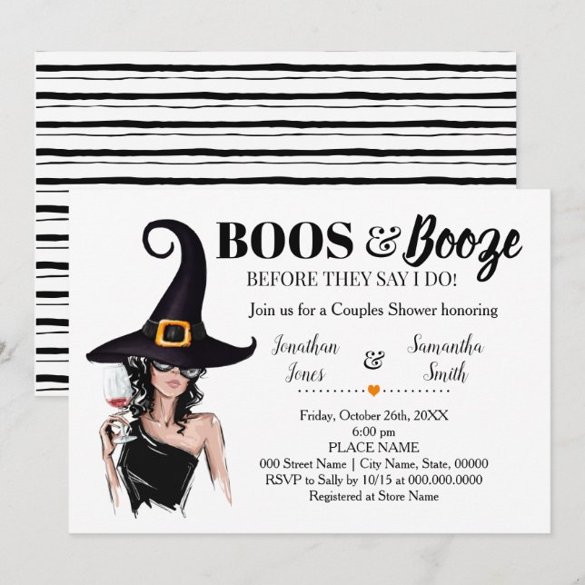 Boos and booze before I do couples shower Invitation (Front/Back)