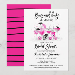 Boos And Booze Before I Do Halloween Bridal Shower Invitation