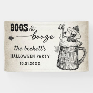 Boos and Booze Ghost Halloween Party Banner