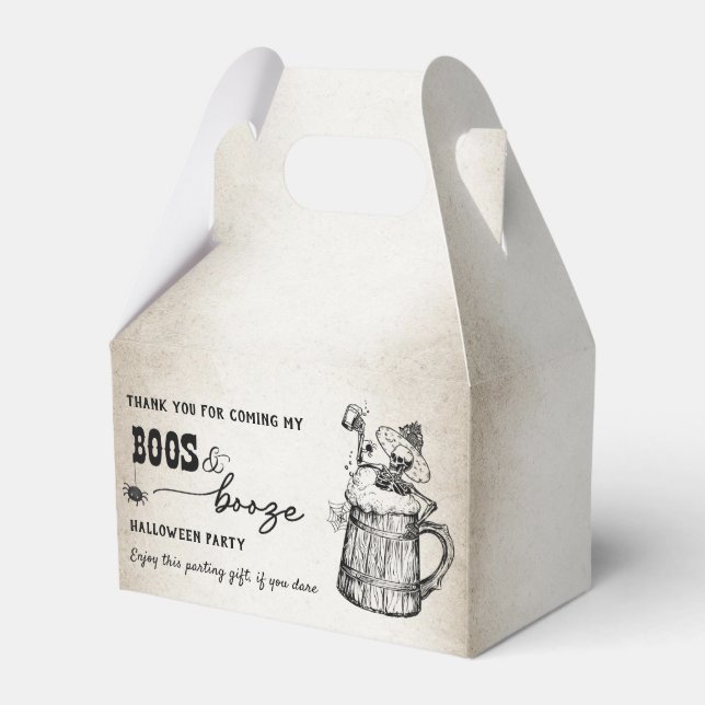 Boos and Booze Ghost Halloween Party Favor Box (Front Side)