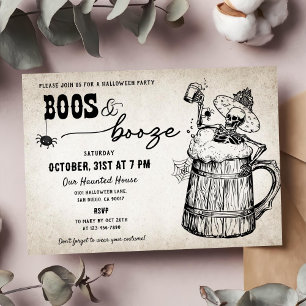 Boos and Booze Ghost Halloween Party Invitation