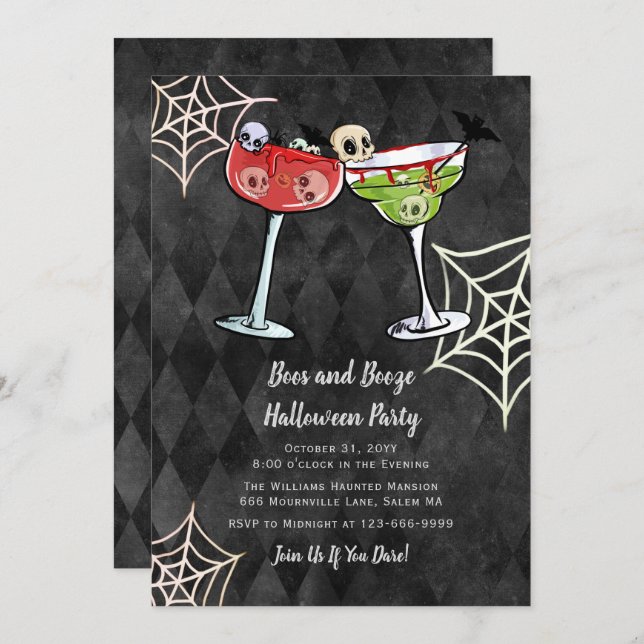 Boos and Booze Halloween Invitation (Front/Back)