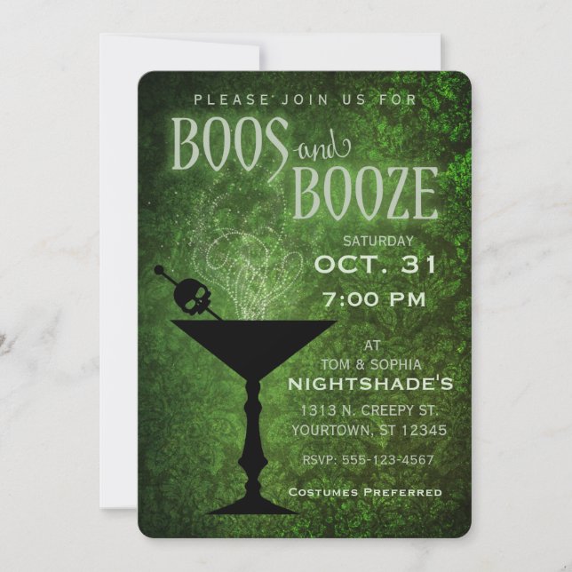 Boos and Booze Halloween Party Invitation (Front)