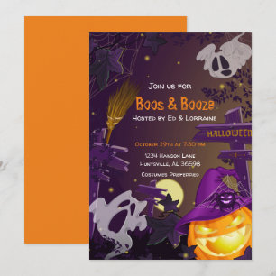 Boos and Booze Halloween Party Invitation