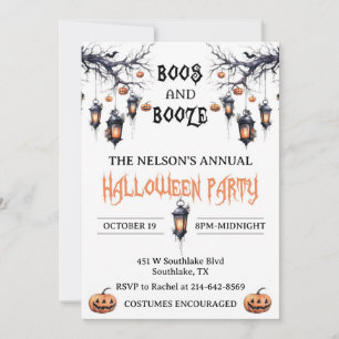 Boos and Booze Halloween Party Invitation