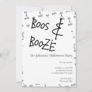 Boos and Booze Halloween Party Minimal Invitation