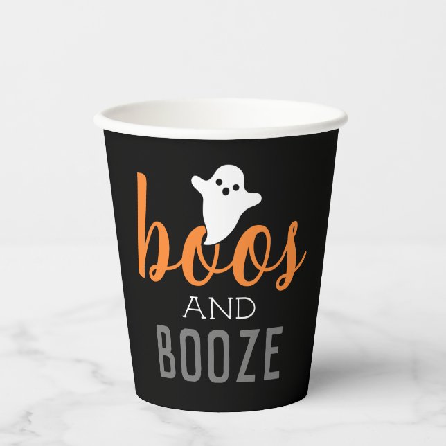 Boos and Booze Halloween Party Paper Cups (Front)