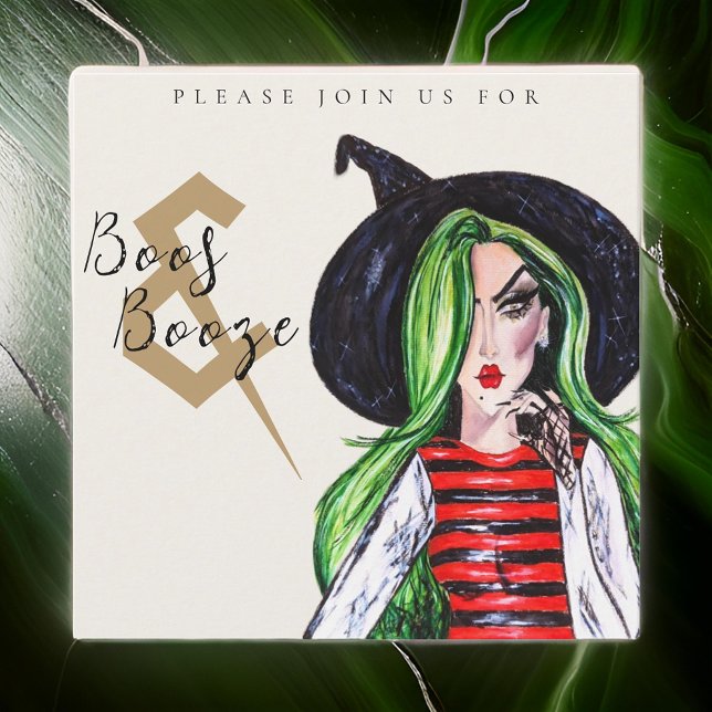 Boos and Booze Halloween Witch Party Invitation (Creator Uploaded)