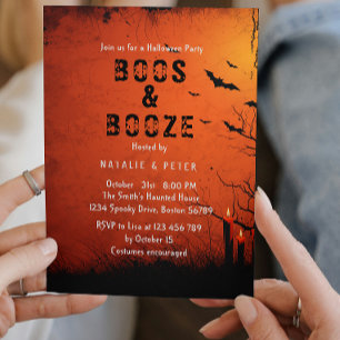 Boos And Booze I Candles  Invitation