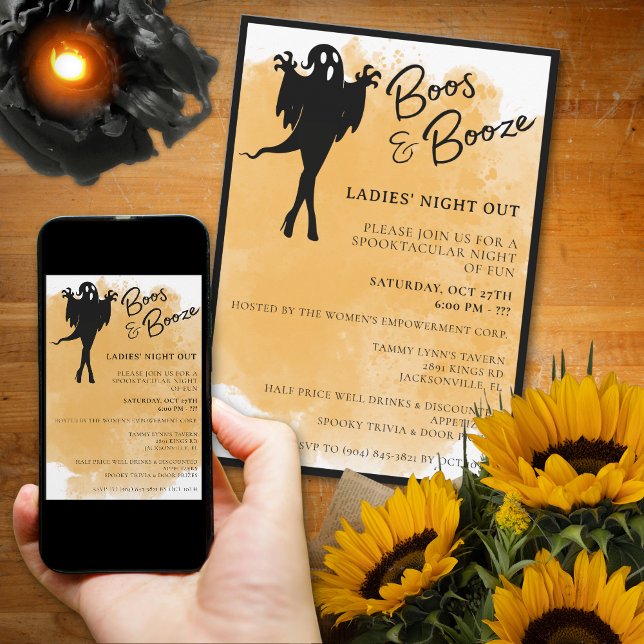Boos and Booze Ladies Night Halloween Invitation (Créateur téléchargé)