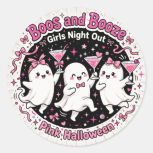 Boos and Booze Pink Ghost Girls Night Out Classic Round Sticker