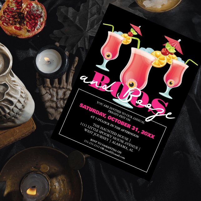Boos and booze spooky Adult halloween party  Invitation (Creator Uploaded)