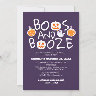 Boos and Booze Spooky Halloween Costume Party Invitation