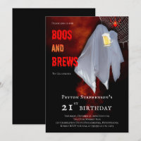 Boos and Brews Ghost Halloween 21st Birthday Party
